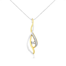 Load image into Gallery viewer, Espira 10K Two-Tone Gold Round Cut Diamond Cascade Pendant Necklace (1/10 cttw, J-K Color, I2-I3 Clarity)

