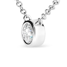 Load image into Gallery viewer, AGS Certified 10K White Gold 1/5 Cttw Bezel Set Round Diamond Solitaire 16-18" Adjustable Pendant Necklace (H-I Color, SI1-SI2 Clarity)
