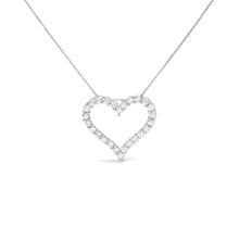 Load image into Gallery viewer, .925 Sterling Silver 2.0 Cttw Diamond Open Heart 18" Pendant Necklace (I-J Color, I2-I3 Clarity)
