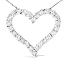 Load image into Gallery viewer, .925 Sterling Silver 2.0 Cttw Diamond Open Heart 18" Pendant Necklace (I-J Color, I2-I3 Clarity)
