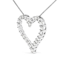 Load image into Gallery viewer, .925 Sterling Silver 2.0 Cttw Diamond Open Heart 18" Pendant Necklace (I-J Color, I2-I3 Clarity)
