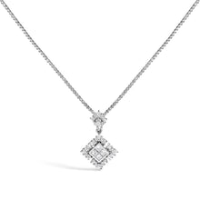 Load image into Gallery viewer, 10K White Gold Princess Cut Diamond Geometric Pendant Necklace

