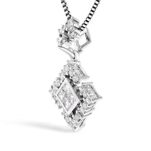 Load image into Gallery viewer, 10K White Gold Princess Cut Diamond Geometric Pendant Necklace
