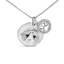 Load image into Gallery viewer, .925 Sterling Silver 1/5 Cttw White and Black Diamond Beagle Dog Medallion and Charm 18" Pendant Necklace (I-J Color, I2-I3 Clarity)
