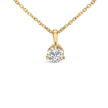 Load image into Gallery viewer, 14K Yellow Gold 3/8 Cttw 3 Prong Martini Set Round Diamond Solitaire Pendant Necklace (G-H Color, SI2-I1 Clarity) - 18" Inches
