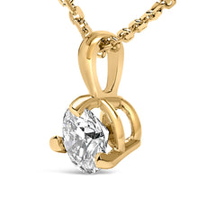Load image into Gallery viewer, 14K Yellow Gold 3/8 Cttw 3 Prong Martini Set Round Diamond Solitaire Pendant Necklace (G-H Color, SI2-I1 Clarity) - 18" Inches
