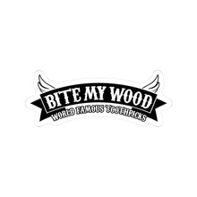 Load image into Gallery viewer, Bite My Wood Kiss-Cut Sticker — Funny Toothpick Slogan Decal
