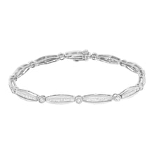 Load image into Gallery viewer, 14K White Gold 1-1/2 Cttw Round Brilliant-Cut &amp; Baguette Cut Diamond Bezel and Tapered Link 7" Tennis Bracelet (H-I Color, I1-I2 Clarity)
