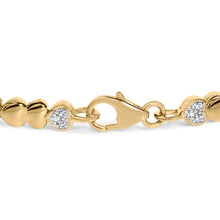 Load image into Gallery viewer, Gold Vermeil .925 Sterling Silver 1/7 Cttw Diamond Puff Heart Bangle Bracelet
