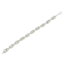 Load image into Gallery viewer, .925 Sterling Silver 7x7 mm Cushion Cut Green Amethyst and 1/20 cttw Round Cut Diamond Fashion Tennis Bracelet (I-J Color, I1-I2 Clarity) - 7"
