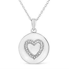 Load image into Gallery viewer, .925 Sterling Silver Prong-Set Diamond Accent Heart Emblemed 18" Pendant Necklace (I-J Color, I1-I2 Clarity)
