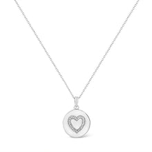 Load image into Gallery viewer, .925 Sterling Silver Prong-Set Diamond Accent Heart Emblemed 18" Pendant Necklace (I-J Color, I1-I2 Clarity)
