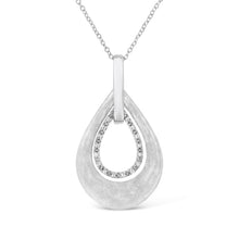 Load image into Gallery viewer, .925 Sterling Silver Prong-Set Diamond Accent Fashion Double Drop Design 18" Pendant Necklace (I-J Color, I1-I2 Clarity)

