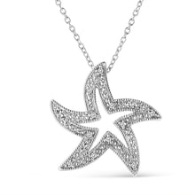 Load image into Gallery viewer, .925 Sterling Silver Prong-Set Diamond Accent Starfish 18" Pendant Necklace (I-J Color, I1-I2 Clarity)
