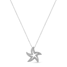 Load image into Gallery viewer, .925 Sterling Silver Prong-Set Diamond Accent Starfish 18" Pendant Necklace (I-J Color, I1-I2 Clarity)
