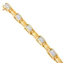 Load image into Gallery viewer, 14K Yellow Gold Princess Cut Diamond Chain Link Bracelet (1.00 cttw, H-I Color, SI1-SI2 Clarity)

