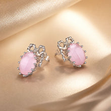 Load image into Gallery viewer, 925 Sterling Silver White Gold Plated Earrings with Transparent Glass, 1.6x1.2cm for Women
