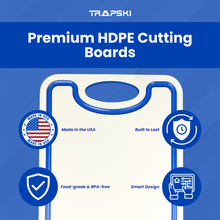 Load image into Gallery viewer, TRAPSKI Premium 1/2 Inch Thick HDPE Cutting Boards | Food-Grade Kitchen Prep Surface | Juice Grooves | Made in the USA
