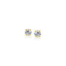 Load image into Gallery viewer, 14k Yellow Gold Stud Earrings with Faceted White Cubic Zirconia
