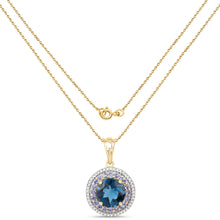 Load image into Gallery viewer, "5.10 Carat Genuine London Blue Topaz, Tanzanite and White Topaz .925 Sterling Silver Pendant
