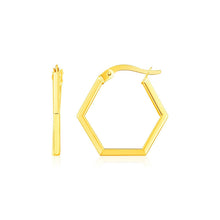 Load image into Gallery viewer, 14K Yellow Gold Hexagon Shaped Hoop Earrings
