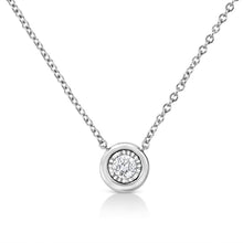 Load image into Gallery viewer, 10K White Gold 1/10 Cttw Miracle Set Round-Cut Diamond Square Shape 18" Pendant Necklace (H-I Color, SI2-I1 Clarity)
