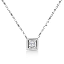 Load image into Gallery viewer, 10K White Gold 1/10 Cttw Miracle Set Round-Cut Diamond Square Shape 18" Pendant Necklace (H-I Color, SI2-I1 Clarity)
