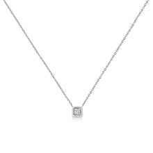 Load image into Gallery viewer, 10K White Gold 1/10 Cttw Miracle Set Round-Cut Diamond Square Shape 18" Pendant Necklace (H-I Color, SI2-I1 Clarity)
