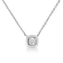 Load image into Gallery viewer, 10K White Gold 1/10 Cttw Miracle Set Round-Cut Diamond Square Shape 18" Pendant Necklace (H-I Color, SI2-I1 Clarity)

