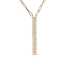 Load image into Gallery viewer, 14K Yellow Gold 3/8 Cttw Two-Strand Marquise and Bar Charm Paper Clip Link Pendant Necklace  (I-J Color, I1-I2 Clarity) -18" and 20" Inch Lengths
