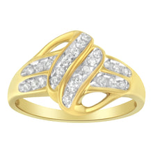 Load image into Gallery viewer, 10K Yellow Gold Plated .925 Sterling Silver 1.0 Cttw Diamond Flower Cluster Open Halo Floral Ring (J-K Color, I2-I3 Clarity) - Size 6
