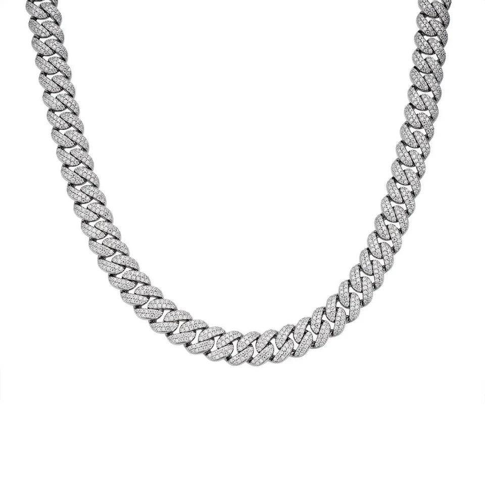 925 Silver Men’s 10mm Moissanite Cuban Link Necklace – 22