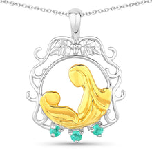 Load image into Gallery viewer, 0.09 Carat Genuine Emerald .925 Sterling Silver Pendant
