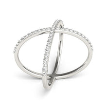 Load image into Gallery viewer, 14k White Gold X Style Thin Ring with Diamonds (1/2 cttw)
