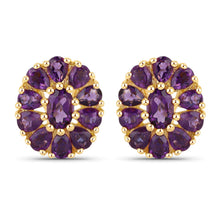 Load image into Gallery viewer, 18K Yellow Gold Plated 3.84 Carat Genuine Amethyst .925 Sterling Silver Earrings
