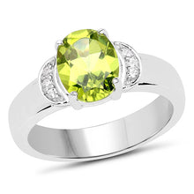 Load image into Gallery viewer, 1.76 Carat Genuine Peridot and White Zircon .925 Sterling Silver Ring
