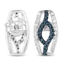 Load image into Gallery viewer, 0.42 Carat Genuine Blue Diamond &amp; White Diamond .925 Sterling Silver Earrings
