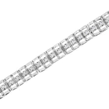 Load image into Gallery viewer, .925 Sterling Silver 1/10 Cttw Diamond Double-Link 7" Rolex Tennis Bracelet (I-J Color, I3 Clarity)
