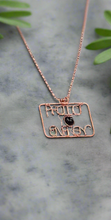 Load image into Gallery viewer, Custom .999 Copper Wire Wrapped Protect Yo Energy Square Name Necklace
