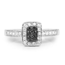Load image into Gallery viewer, 0.35 Carat Genuine Black Diamond and White Diamond .925 Sterling Silver Ring
