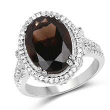Load image into Gallery viewer, 5.80 Carat Genuine Smoky Quartz &amp; White Topaz .925 Sterling Silver Ring
