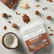 Load image into Gallery viewer, AMG Snacks Chocolate Coconut Energy Bites Pack - 6 Packs x 4 oz case
