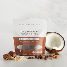 Load image into Gallery viewer, AMG Snacks Chocolate Coconut Energy Bites Pack - 6 Packs x 4 oz case
