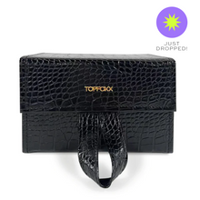 Load image into Gallery viewer, Black Faux Croco Travel Case
