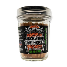 Load image into Gallery viewer, BiteMyWood Flavored Birchwood Toothpicks in 600 qty Glass Jars Extreme Mint Flavor
