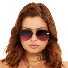 Load image into Gallery viewer, Smaller Megan 2 - Ruby Metal Aviator Sunglasses
