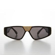 Load image into Gallery viewer, Flat Top Vintage Sunglass with Rhinestone Bridge - Wiz
