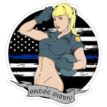 Load image into Gallery viewer, Badge Bunny - Thin Blue Line - 3 Inch Sticker
