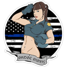 Load image into Gallery viewer, Badge Bunny - Thin Blue Line - 3 Inch Sticker
