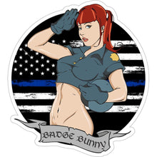 Load image into Gallery viewer, Badge Bunny - Thin Blue Line - 3 Inch Sticker
